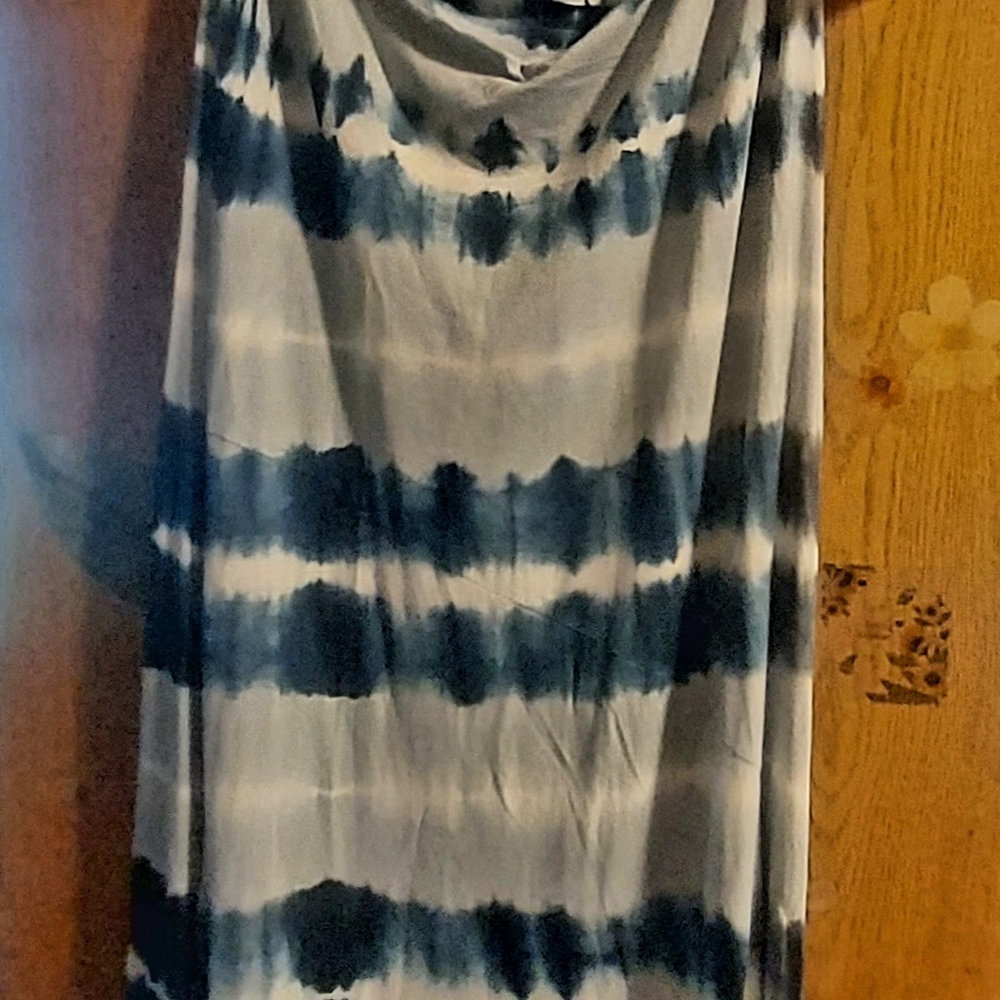 Steinmark Blue and White Tie Front Knee-Length Skirt